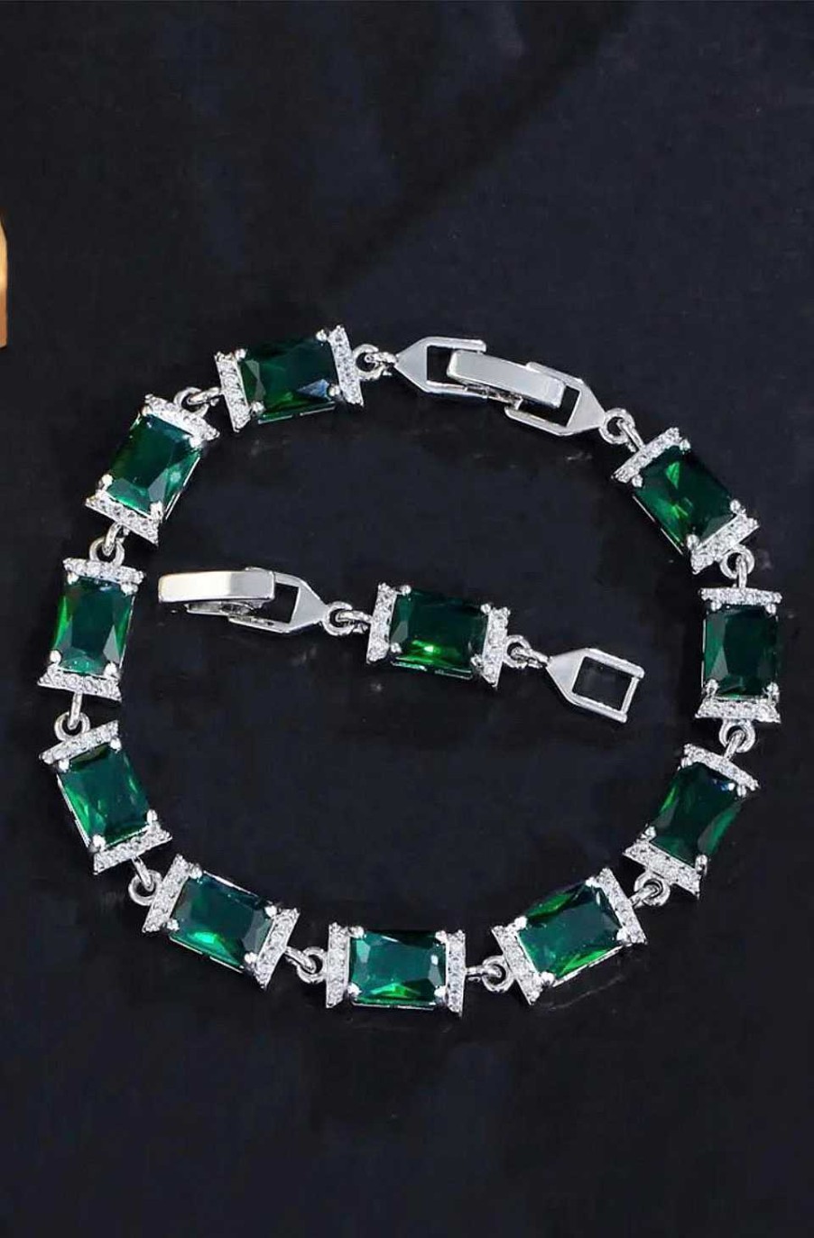 Accesorios Fetiche Suances | Pulsera Circonitas Baguette Verde Esmeralda