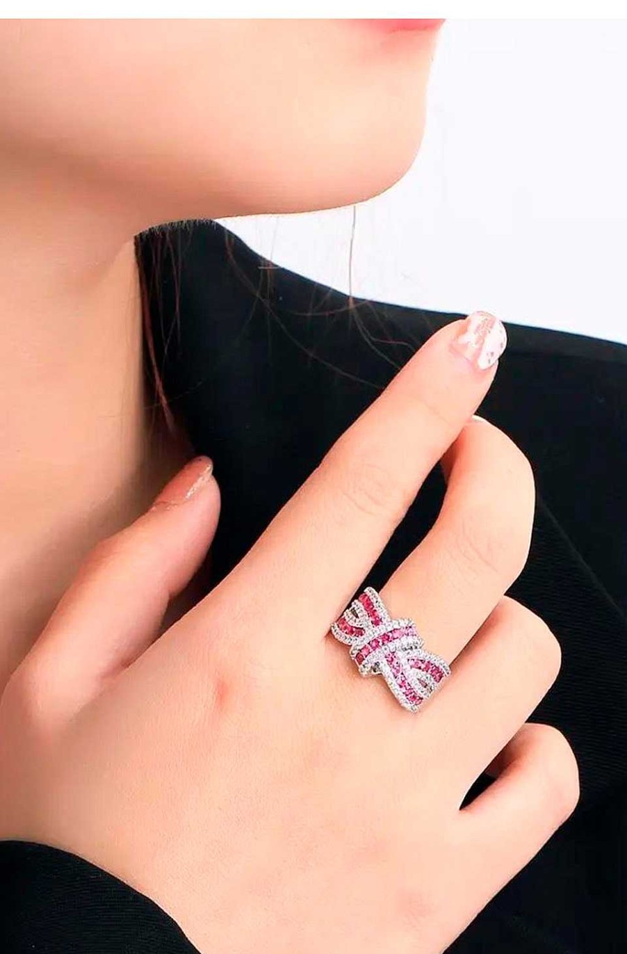 Accesorios Fetiche Suances | Anillo Entrelazado Circonitas Rubi