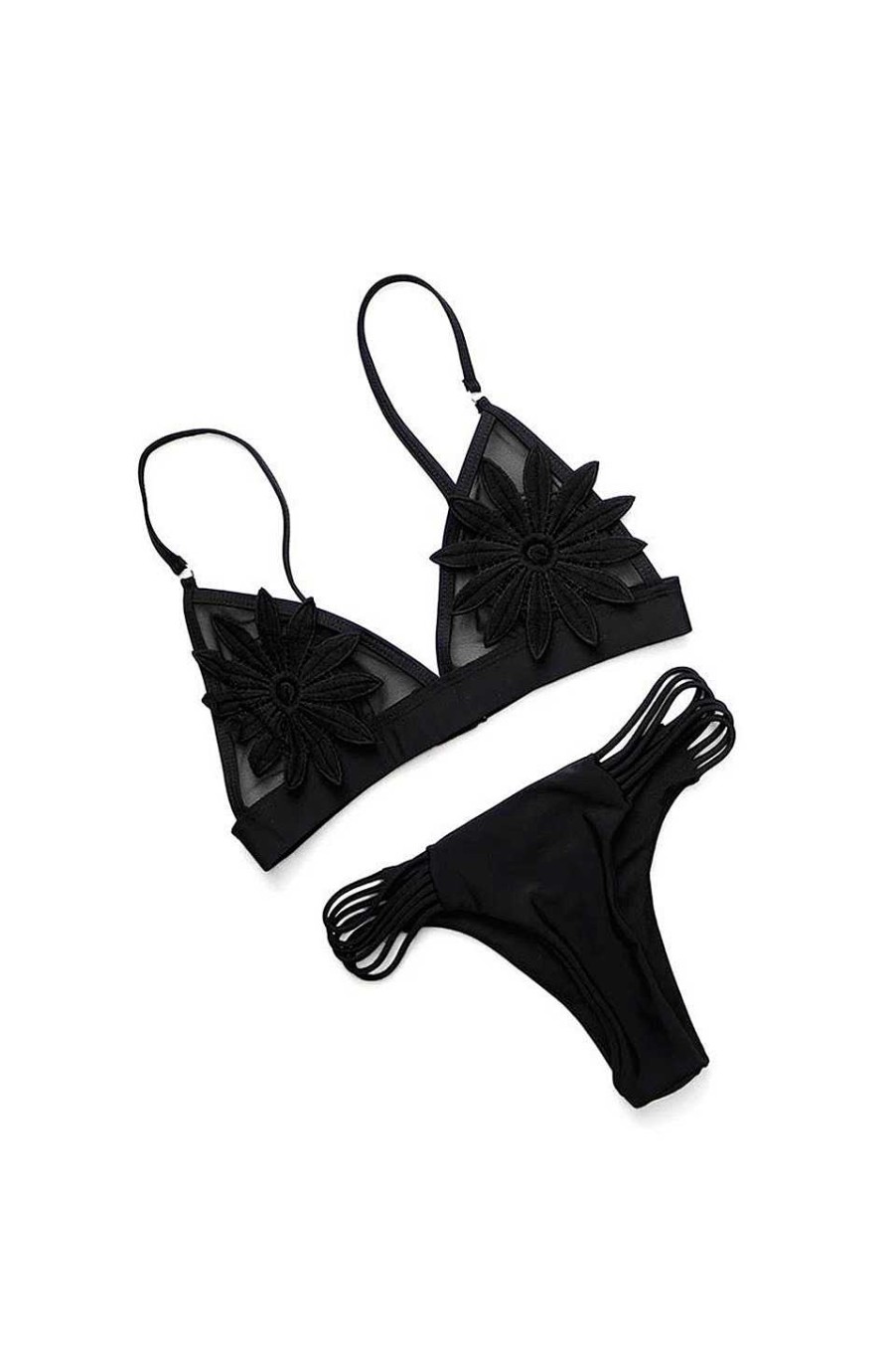 Ropa Fetiche Suances | Bikini Negro Floral Lace