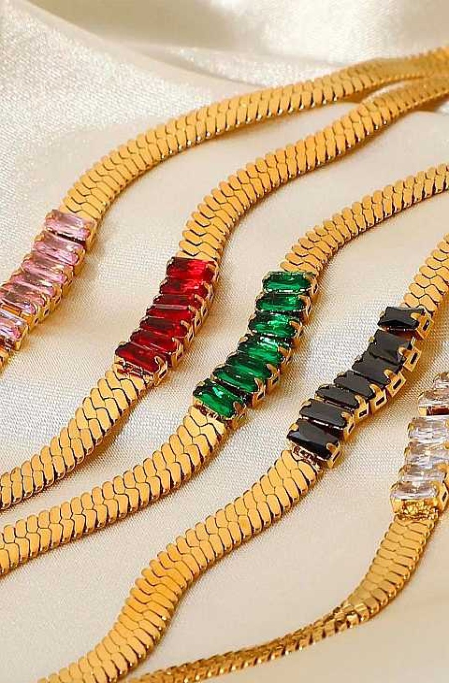 Accesorios Fetiche Suances | Collar Cadena Serpiente Cristales Verdes