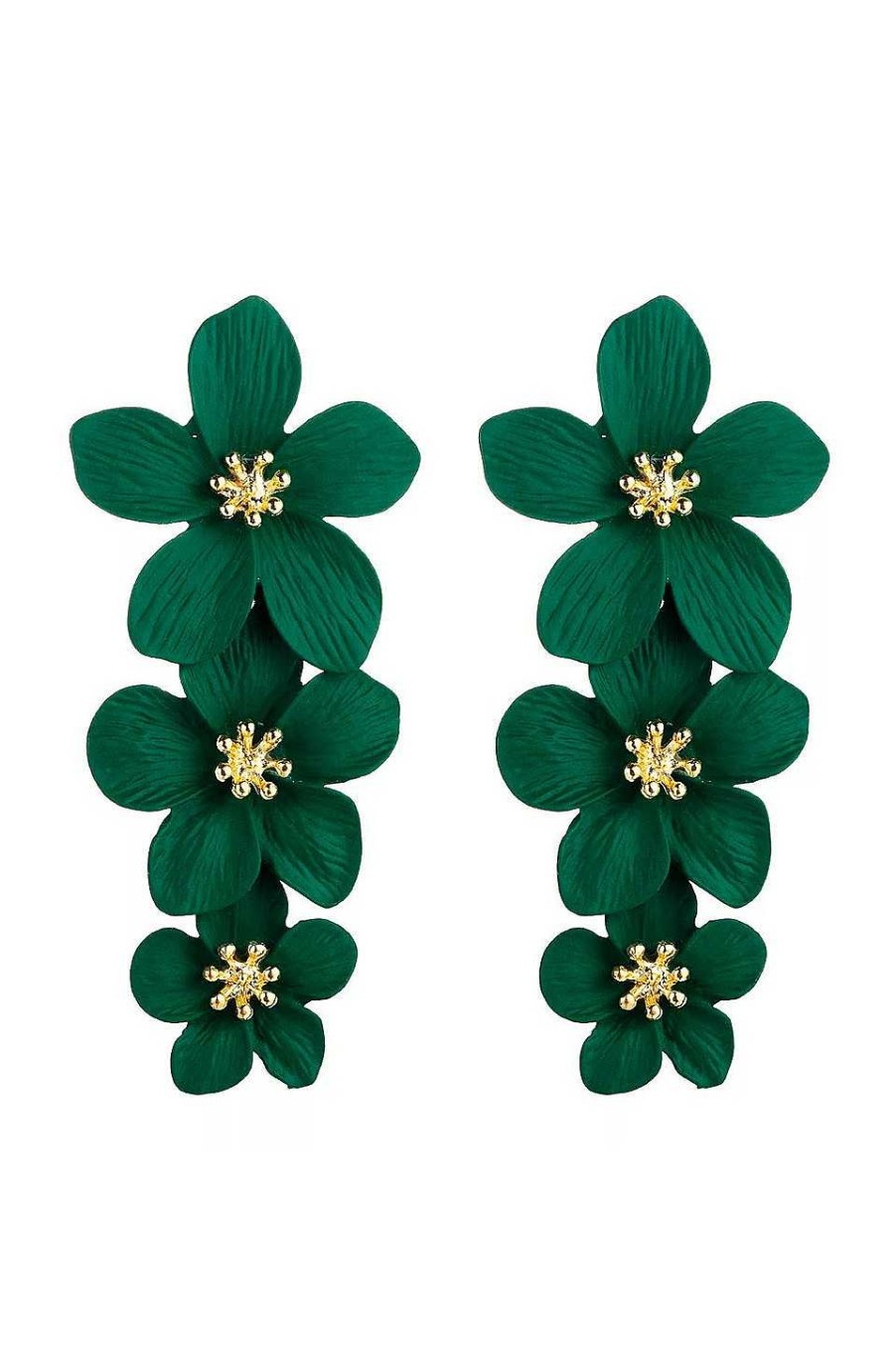 Accesorios Fetiche Suances | Pendientes De Tres Flores Verde