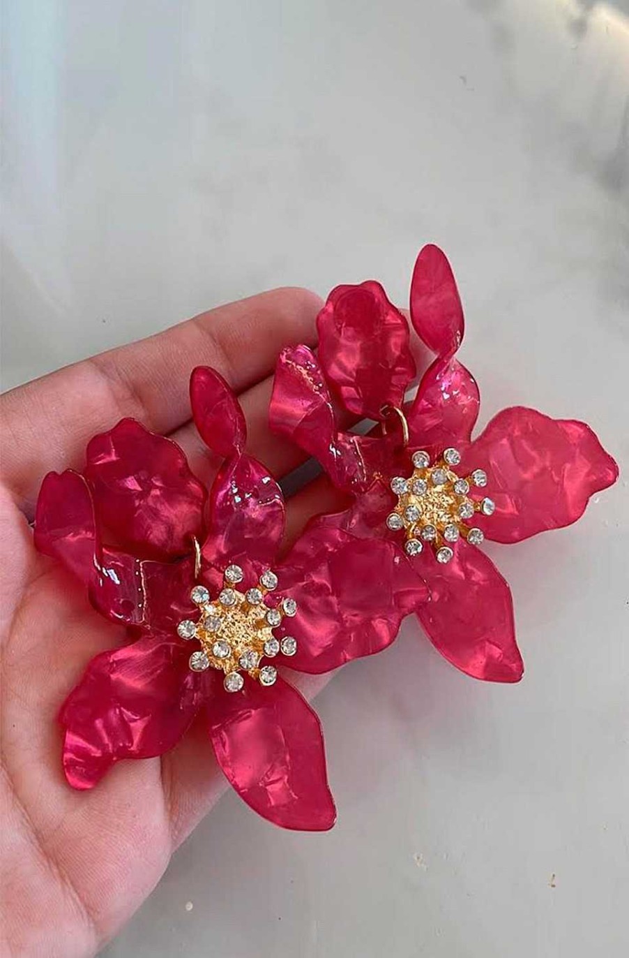 Accesorios Fetiche Suances | Pendientes De Flor Color Buganvilla