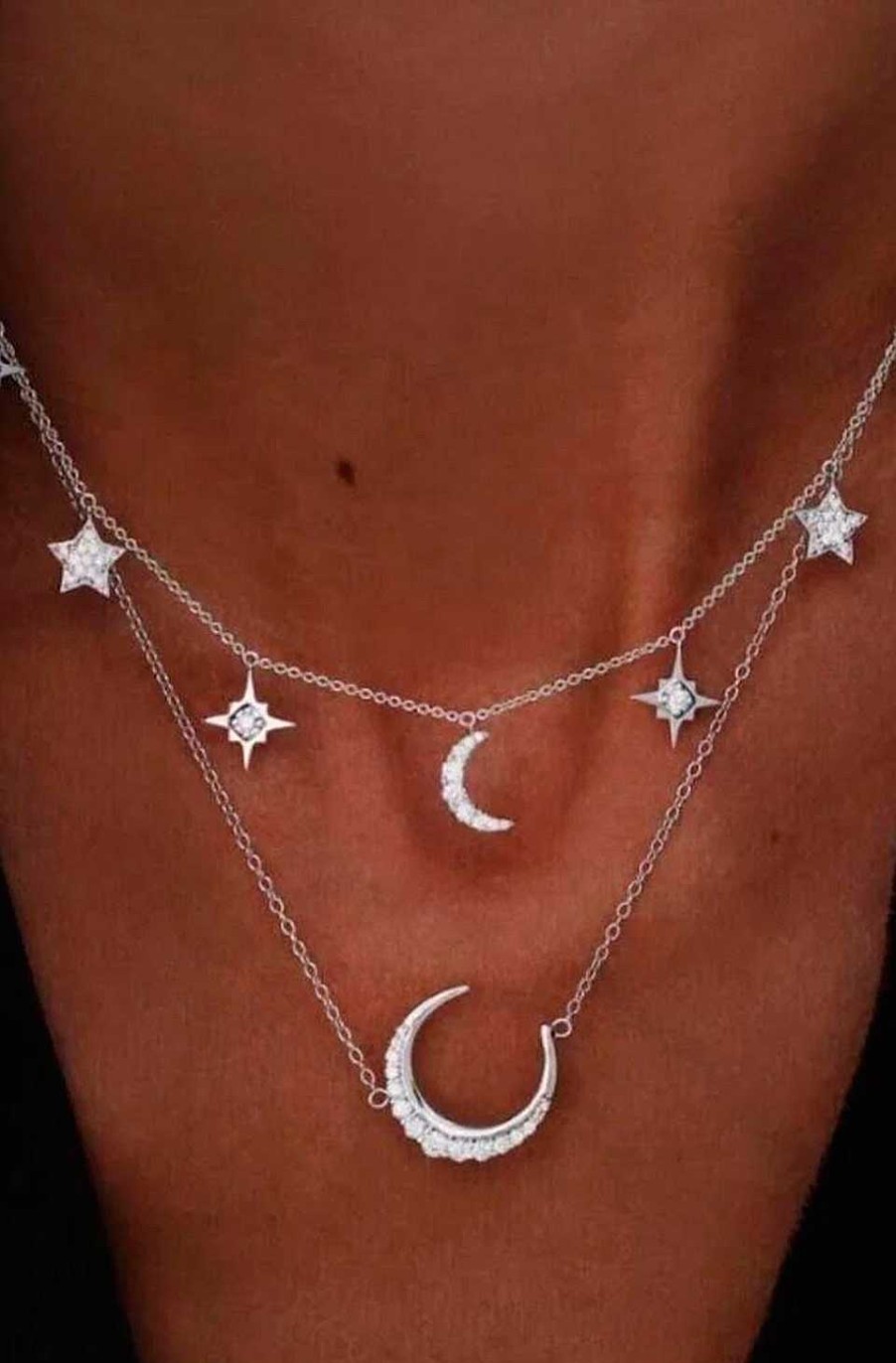 Accesorios Fetiche Suances | Collar Boho Moon & Stars Plateado