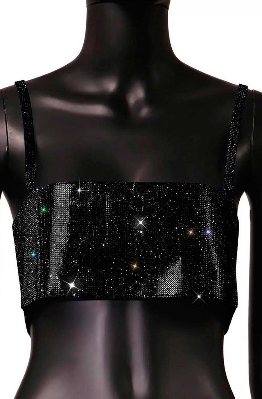 Ropa Fetiche Suances | Crop Top De Cristales Negro