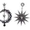 Accesorios Fetiche Suances | Pendientes Estrella Y Luna Cristales Negro