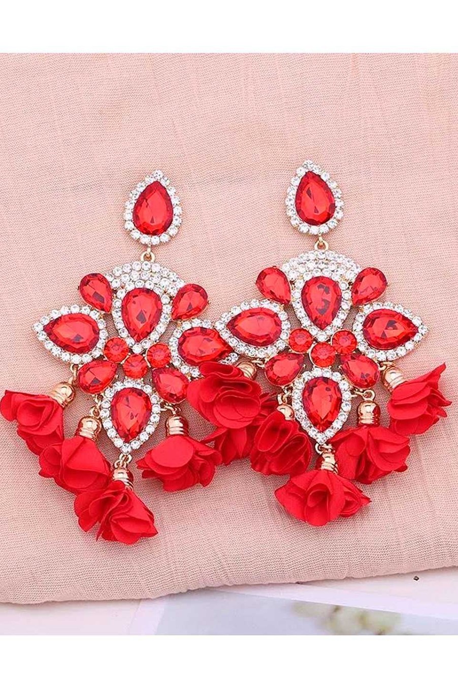 Accesorios Fetiche Suances | Pendientes Sevilla Flores Rojo Vivo