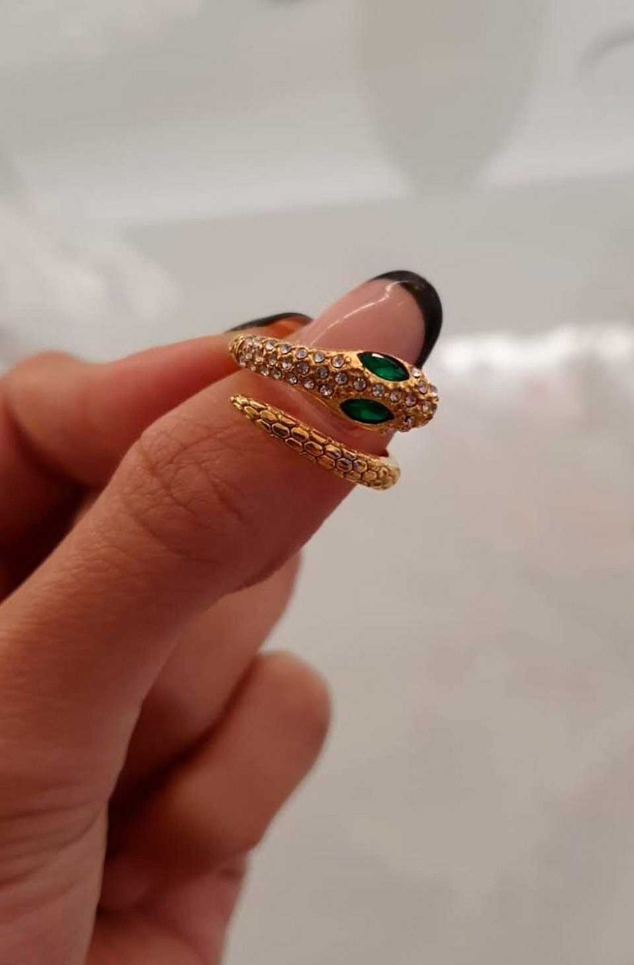 Accesorios Fetiche Suances | Anillo Serpiente Ojos Verde Esmeralda