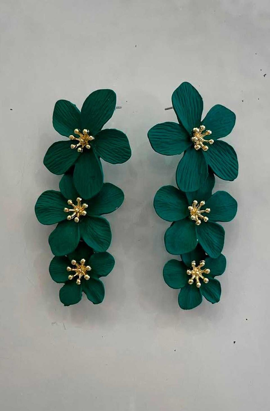 Accesorios Fetiche Suances | Pendientes De Tres Flores Verde