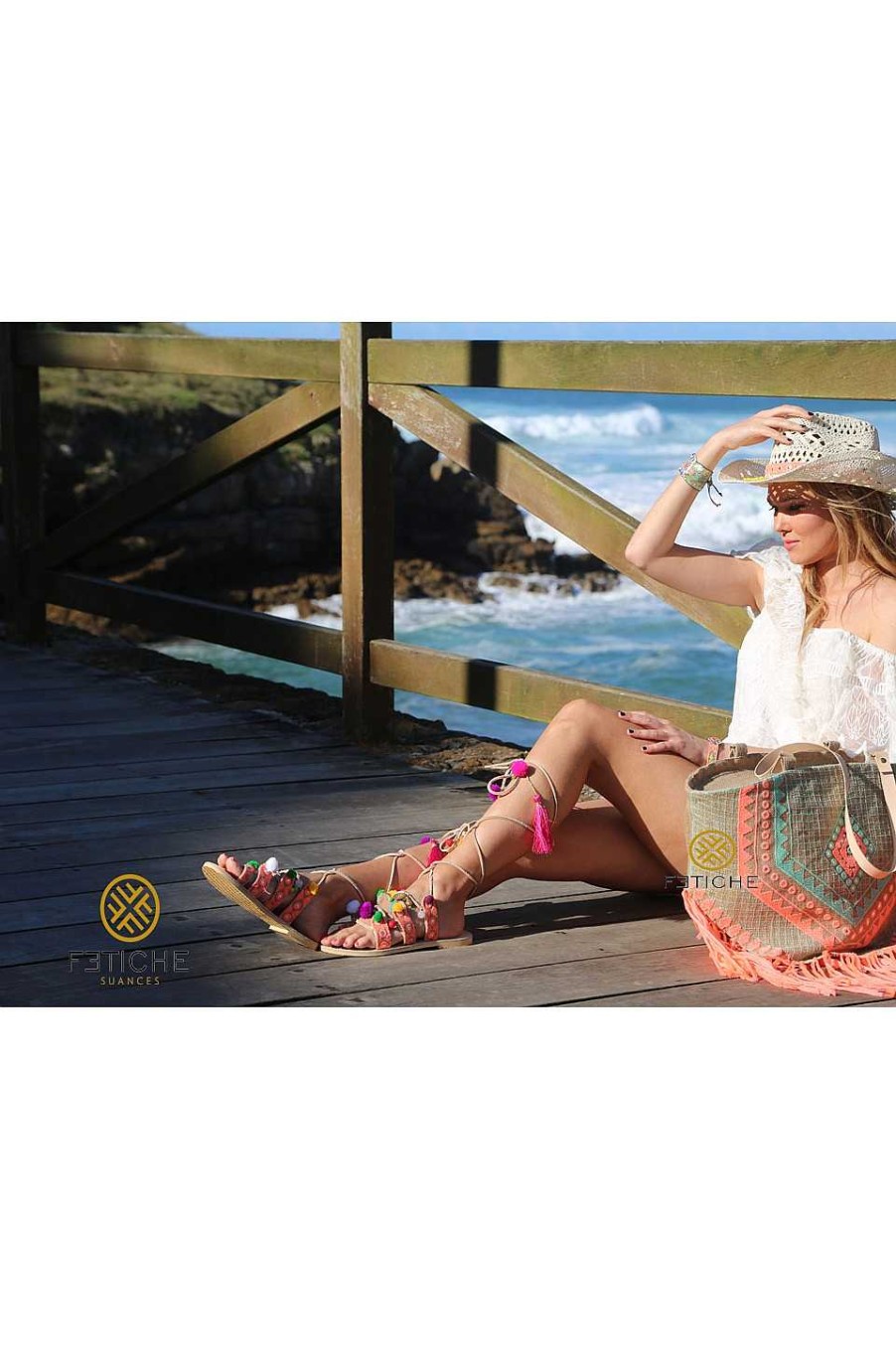 Bolsos Fetiche Suances | Capazo Bordados Y Flecos-Coral