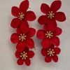 Accesorios Fetiche Suances | Pendientes De Tres Flores Rojo