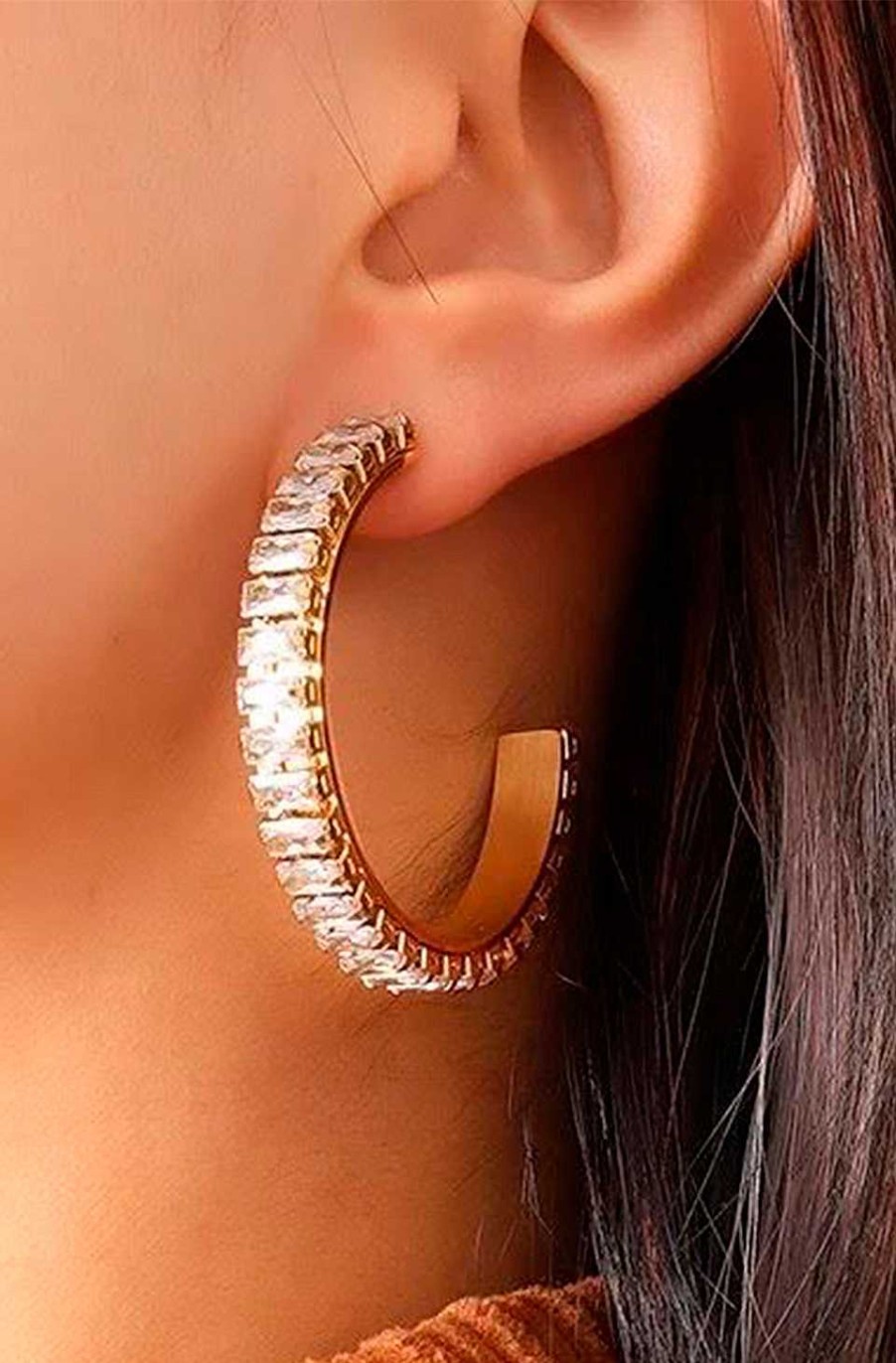 Accesorios Fetiche Suances | Pendientes De Aro Con Circonitas Baguette