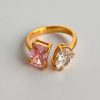 Accesorios Fetiche Suances | Anillo Doble Rosa Y Cristal