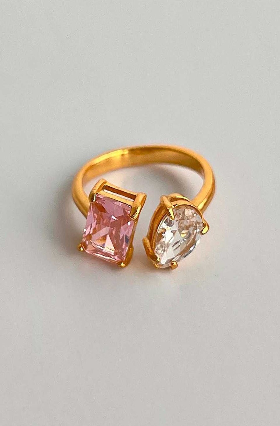 Accesorios Fetiche Suances | Anillo Doble Rosa Y Cristal