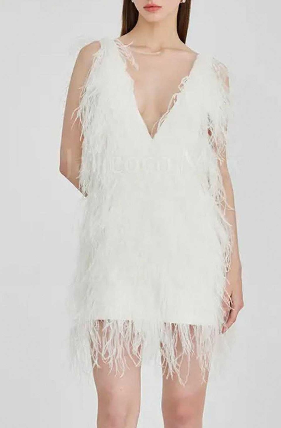 Ropa Fetiche Suances | Vestido De Plumas Blanco