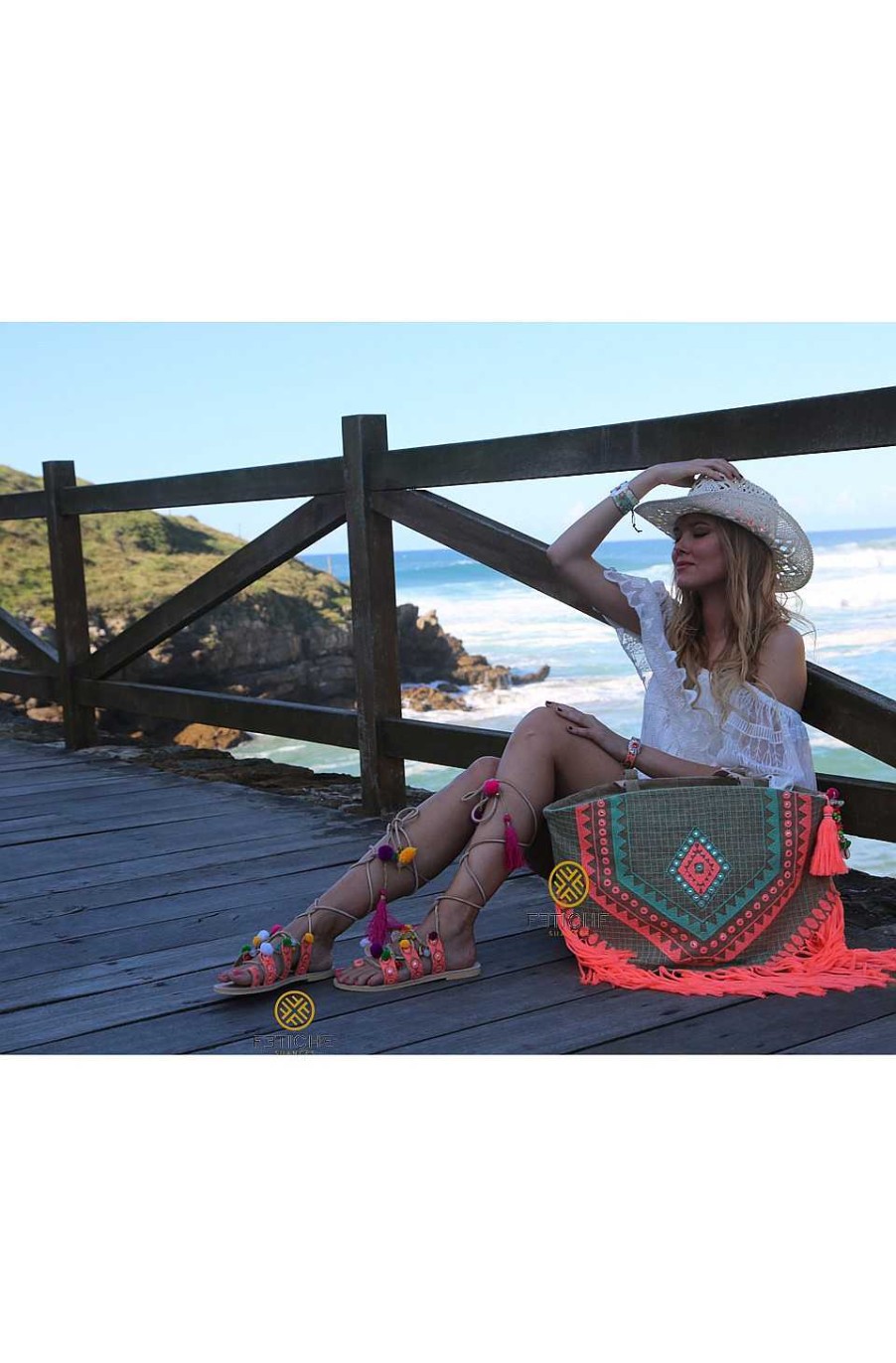 Bolsos Fetiche Suances | Capazo Bordados Y Flecos-Coral