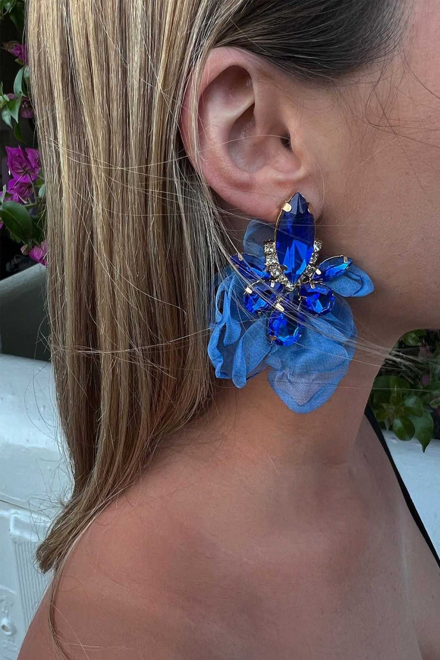 Accesorios Fetiche Suances | Pendientes Petalos Flor Azul