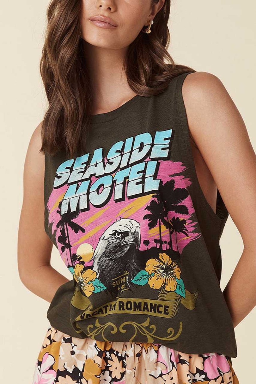 Ropa Fetiche Suances | Seaside Motel Muscle Tank-Charcoal & The Gypsy Spell & The Gypsy