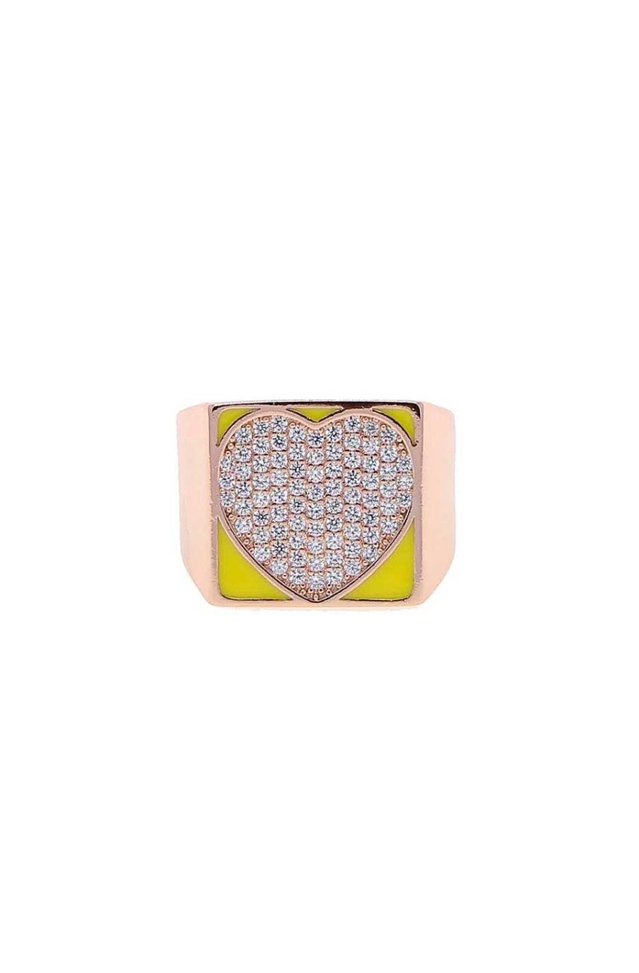 Accesorios Fetiche Suances | Anillo Rectangular Amarillo Con Coraz N