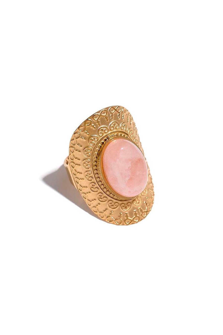 Accesorios Fetiche Suances | Anillo Dorado Piedra Rosa