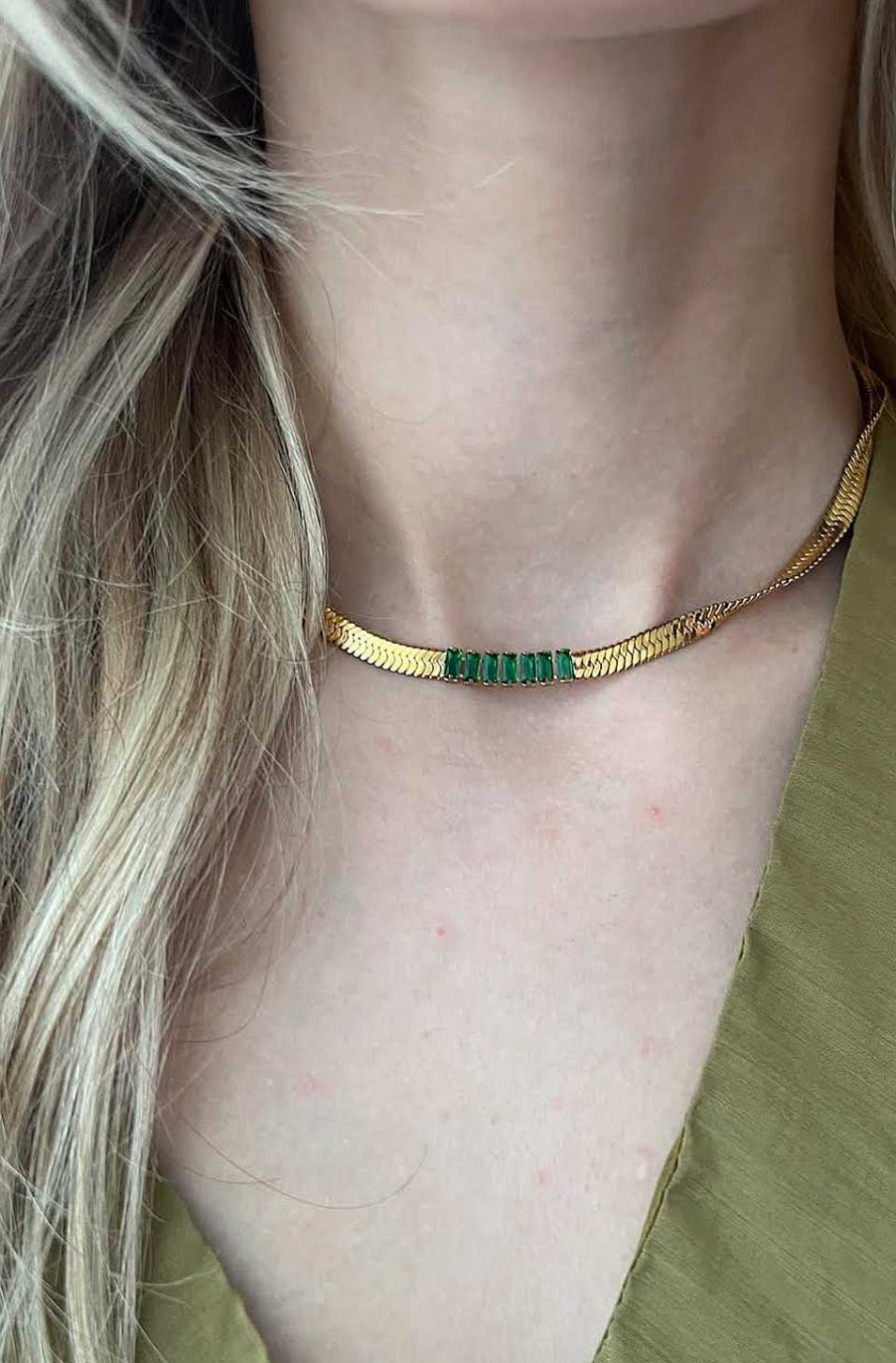 Accesorios Fetiche Suances | Collar Cadena Serpiente Cristales Verdes