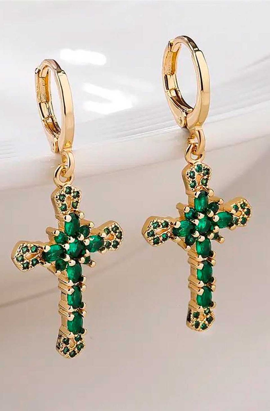 Accesorios Fetiche Suances | Pendientes De Cruz Emerald