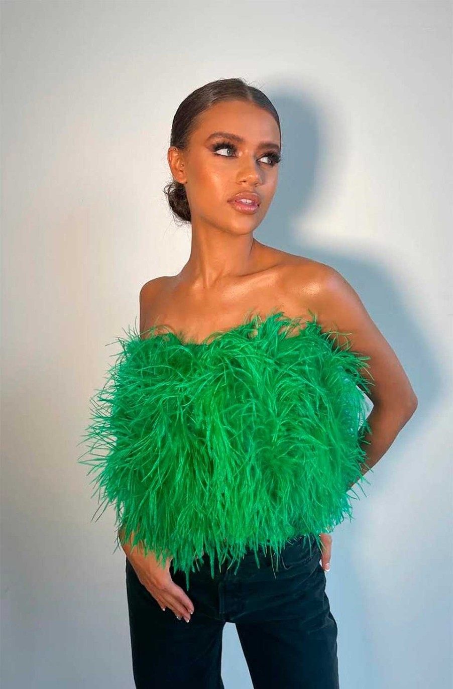 Ropa Fetiche Suances | Top De Plumas Verde Esmeralda